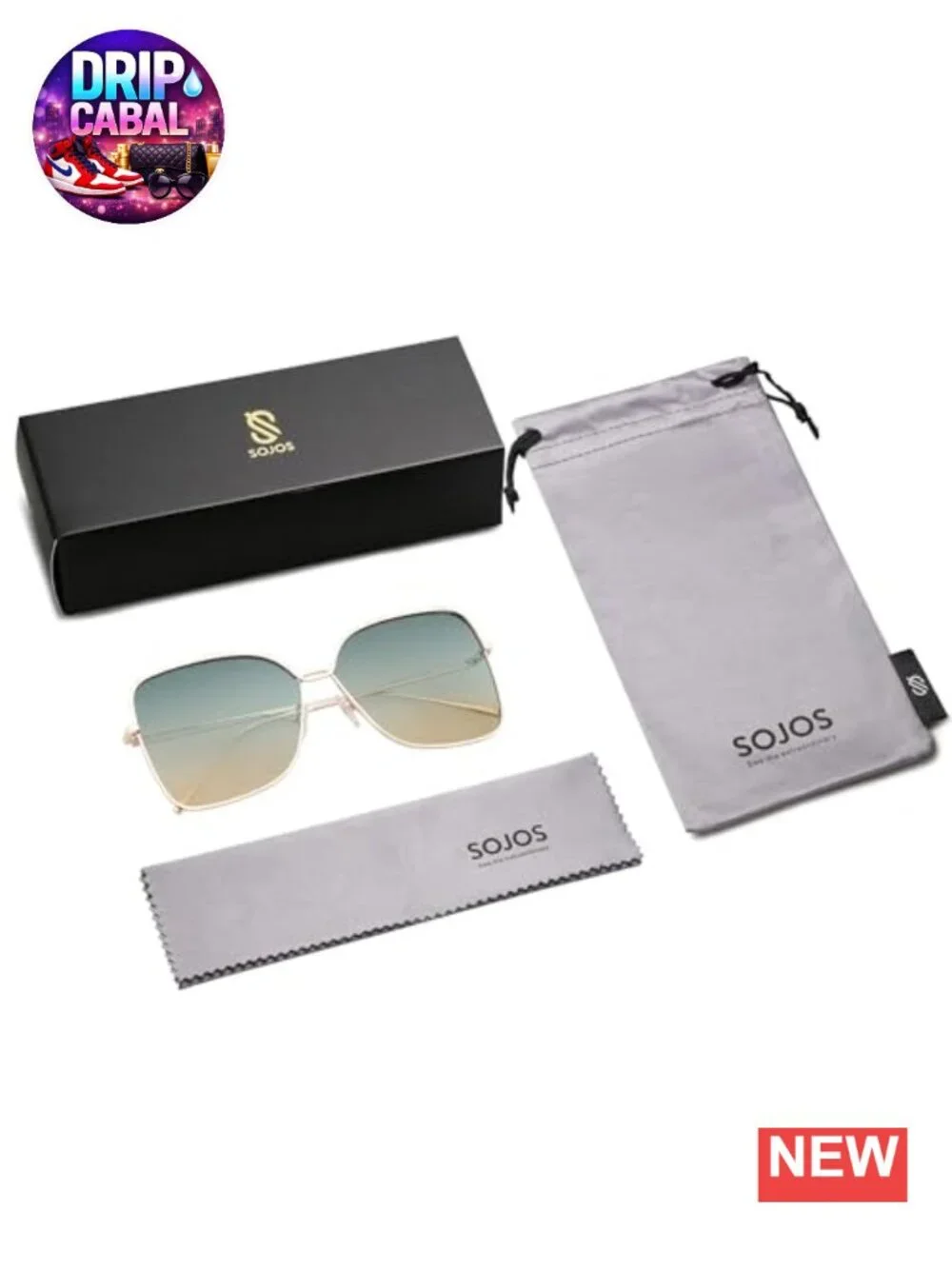 Oversized Square Sunglasses UV400 Metal Frame